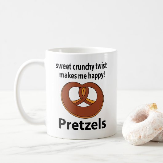 Pretzel Sweet Crunchy Drehung macht mich glücklich Kaffeetasse (Mit Donut)