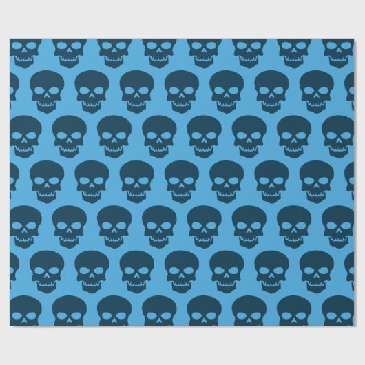 Preußen Blau auf Blauen Skulls Geschenkpapier (Flach)