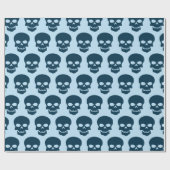 Preußisch Blau auf blauen Skulls Geschenkpapier (Flach)