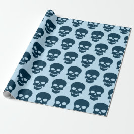 Preußisch Blau auf blauen Skulls Geschenkpapier