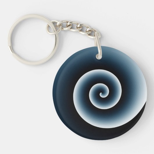 Preußisch Blue Spiral Muster Schlüsselanhänger (Vorderseite)