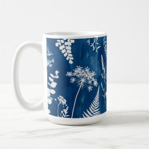 Preußisch Indigo Blau Cyanotyp Farn Botanische Kun Kaffeetasse