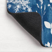 Preußisch Indigo Blau Cyanotyp Farn Botanische Kun Mousepad (Ecke)