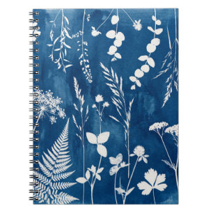 Preußisch Indigo Blau Cyanotyp Farn Botanische Kun Notizblock