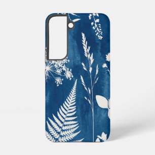 Preußisch Indigo Blau Cyanotyp Farn Botanische Kun Samsung Galaxy Hülle