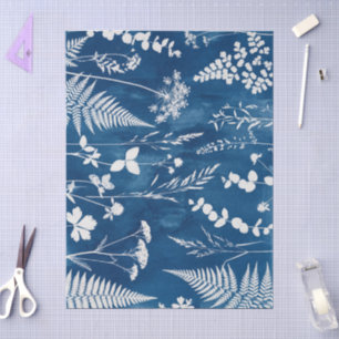 Preußisch Indigo Blau Cyanotyp Farn Botanische Kun Seidenpapier