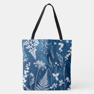 Preußisch Indigo Blau Cyanotyp Farn Botanische Kun Tasche