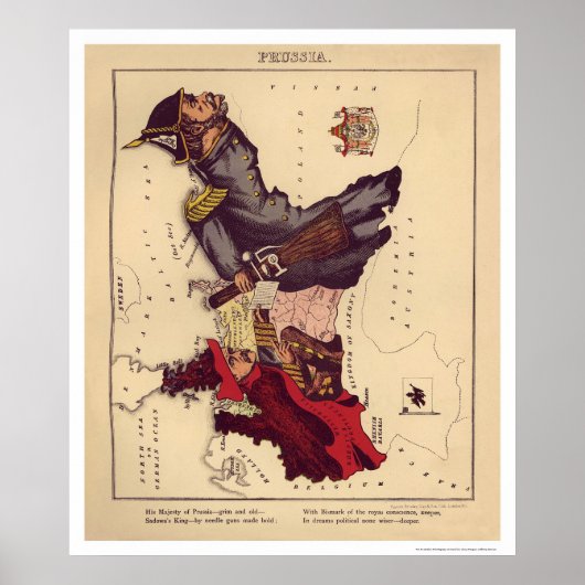 Preußische Karikatur Karte 1868 Poster (Vorne)