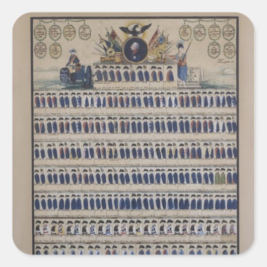 preußische Uniformen aus der Zeit Frederick Quadratischer Aufkleber (Vorderseite)