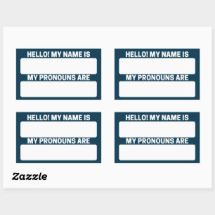 Preußischer Blauer Name & Pronoun Labels Rechteckiger Aufkleber