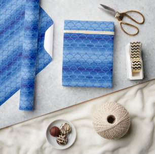 Preußisches Blaues Wasserfarben-Muster Geschenkpapier