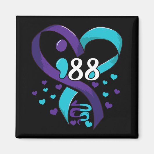 Prevention Awareness 988 Heart Teal And Purple  Magnet (Vorne)