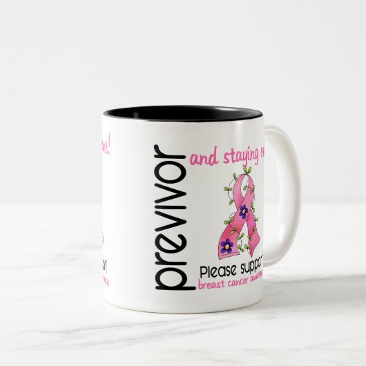 Previvor 9 Brustkrebs Zweifarbige Tasse (VorderseiteRechts)