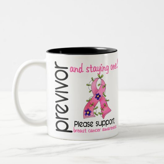 Previvor 9 Brustkrebs Zweifarbige Tasse (Links)