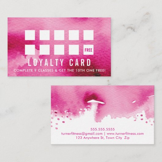 PREWARD LOYALTY CARD Moderne, rosa Aquarellfarbe Treuekarte (Vorne/Hinten)