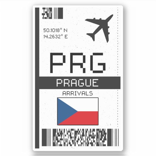 PRG Prag Boarding Pass - Tschechische Republik Aufkleber (Vorderseite)