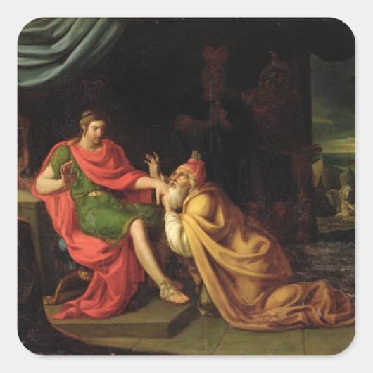 Priam und Achilles Quadratischer Aufkleber (Vorderseite)