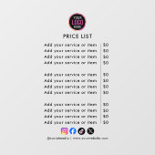 Price List | Logo Business Modern Professional Win Fensteraufkleber (Blatt)