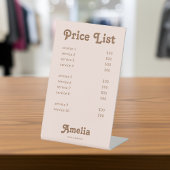 Price List Service Retro Pink Brown Sockelschild