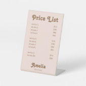 Price List Service Retro Pink Brown Sockelschild (Vorderseite)