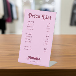 Price List Service Retro Pink  Sockelschild