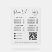 Price List Social Media Website QR Code Business Acrylschild (Vorderseite)