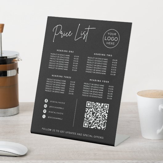 Price List Social Media Website QR Code Business Sockelschild (In SItu)