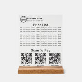 Price List With Business Logo QR Code Scan To Pay Acrylschild (Vorderseite)