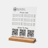 Price List With Business Logo QR Code Scan To Pay Acrylschild (Winkel)