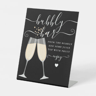 Prickelnde Bar Brautparty Hochzeit Schwarz und Wei Sockelschild
