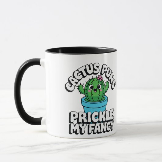 Prickle My Fancy – Cute Cactus Pun Tasse (Links)