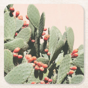 Prickley Birnen-Kaktus Rechteckiger Pappuntersetzer