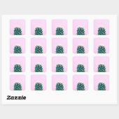 Prickley Cactus pink Quadratischer Aufkleber (Blatt)