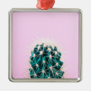 Prickley Kaktus auf Rosa Ornament Aus Metall