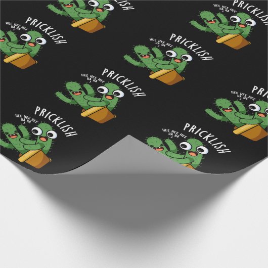 Pricklish Funny Cactus Puns Dark BG Geschenkpapier (Ecke)