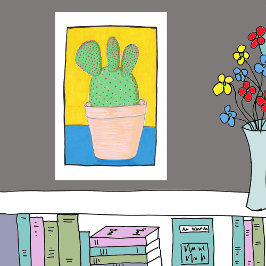 Prickly Birne, drei Kakteen, sonderbar zeichnend Poster