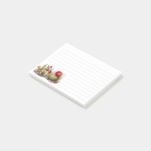 Prickly Cacti Watercolor Post-it Klebezettel (angewinkelt)