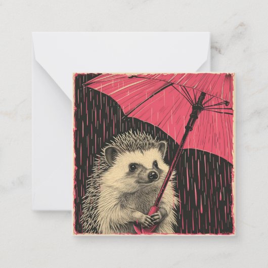 Prickly Friends & Frolicking Rain: Igel Antics Mitteilungskarte (Vorderseite)