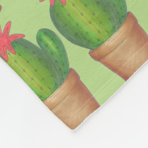 Prickly Green Cactus Blume Cacti Topted Pflanze Fleecedecke