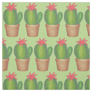 Prickly Green Cactus Blume Cacti Topted Pflanze Stoff