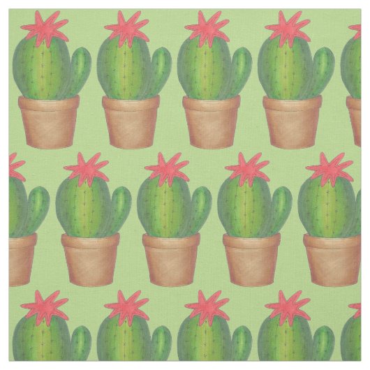 Prickly Green Cactus Blume Cacti Topted Pflanze Stoff (Muster)