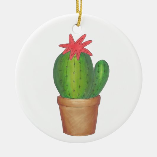 Prickly Green Cactus Blume gepotted Pflanze Garden Keramikornament (Vorne)