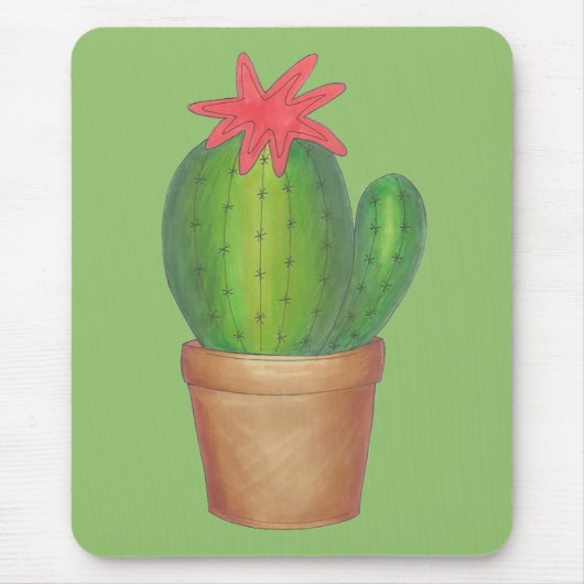 Prickly Green Cactus Garden Blume gepunktete Pflan Mousepad (Vorne)