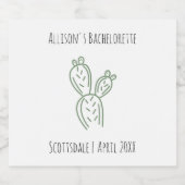 Prickly Pear Cactus Bachelorette Champagne Label Schaumweinetikett (Einzelnes Label)