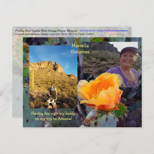 Prickly Pear Cactus Blume / Orange / Arizona USA Postkarte (Vorne/Hinten)
