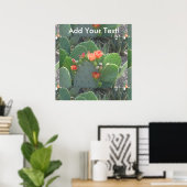Prickly Pear Cactus Green Red Bloom Poster (Heimbüro)