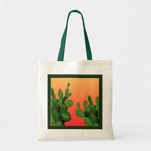 Prickly Pear Cactus Sunset Leinwand Tote Bag Tragetasche (Vorne)