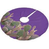Prickly Pear Cactus Wüste Weihnachten Lila Polyester Weihnachtsbaumdecke (Schrägansicht)