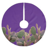 Prickly Pear Cactus Wüste Weihnachten Lila Polyester Weihnachtsbaumdecke (Vorderseite)
