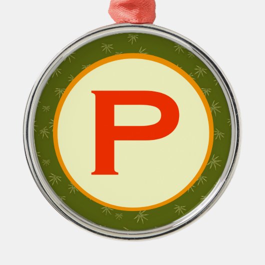 Prickly Pear Monogram Silbernes Ornament (Vorne)